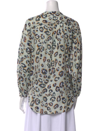 Raquel Allegra Printed Mock Neck Blouse
