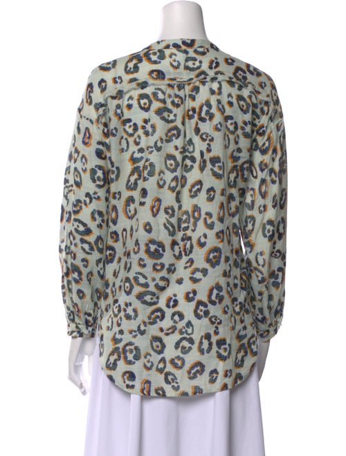 Raquel Allegra Printed Mock Neck Blouse