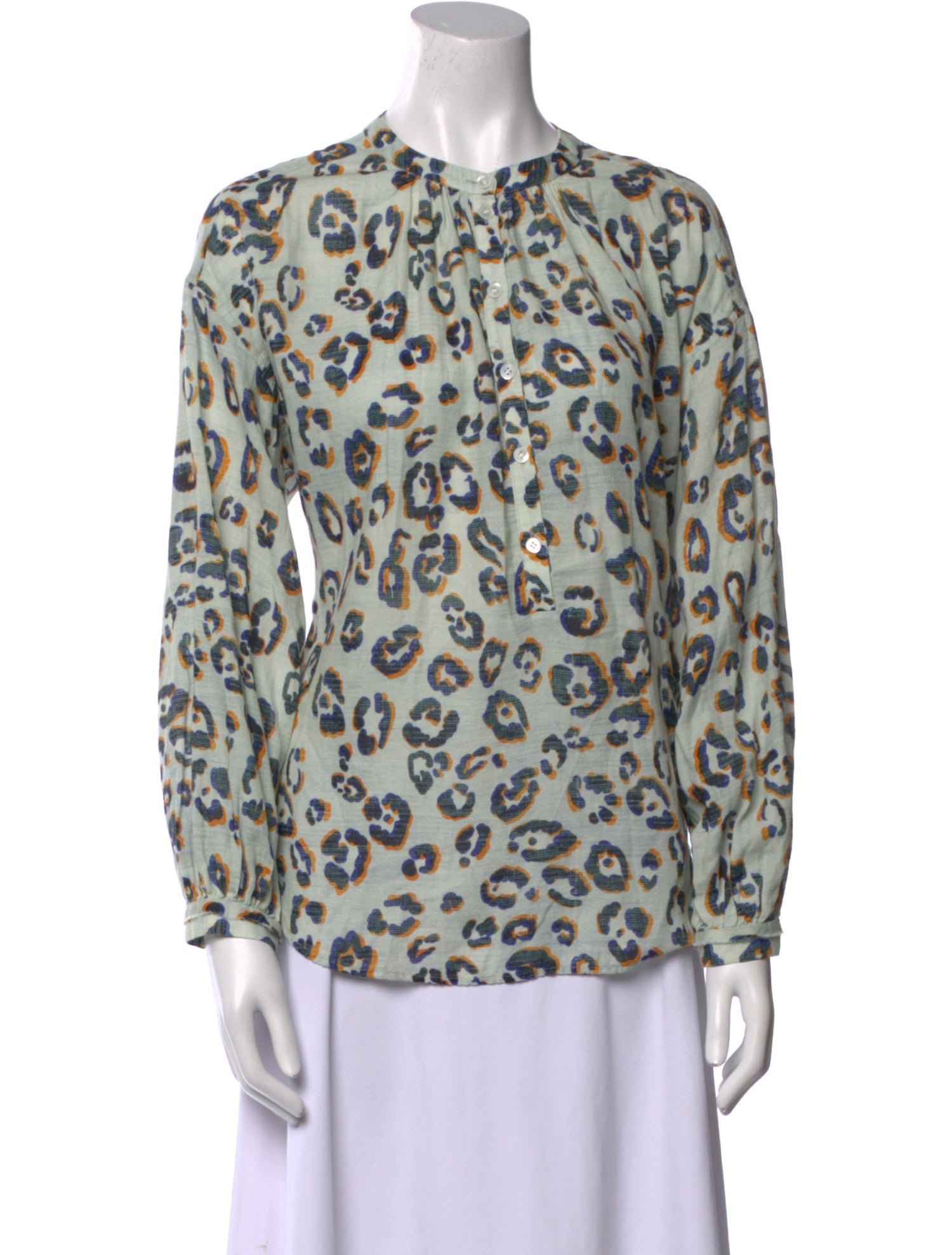 Raquel Allegra Printed Crew Neck Blouse