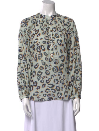 Raquel Allegra Printed Crew Neck Blouse