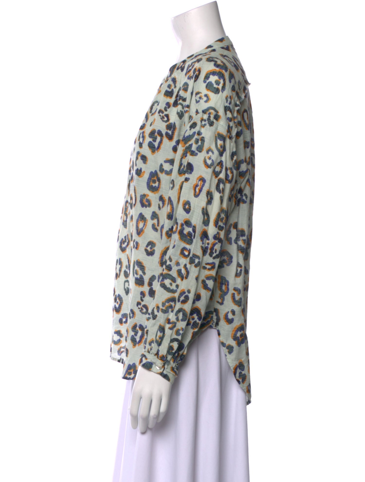 Raquel Allegra Printed Crew Neck Blouse