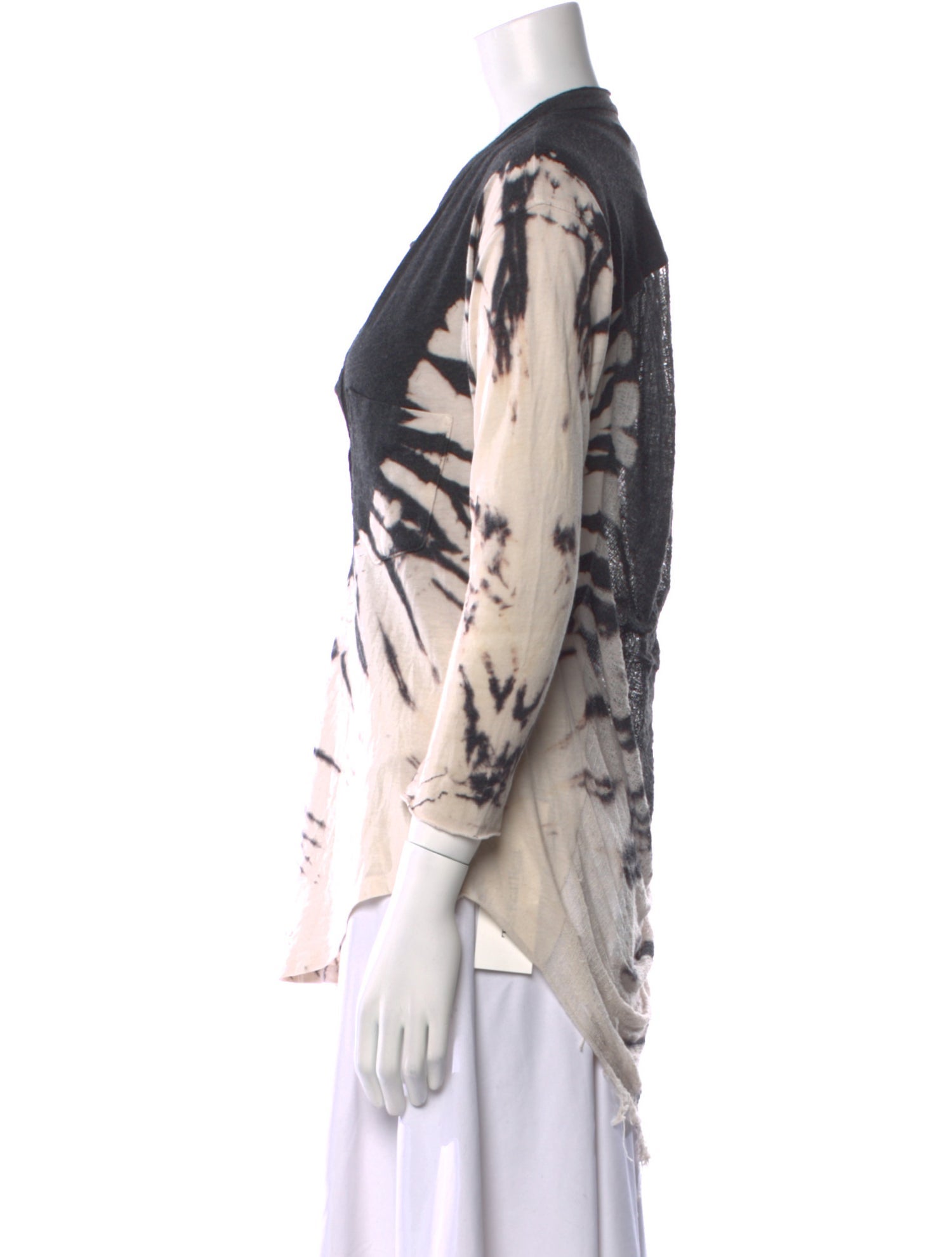 Raquel Allegra Tie-Dye Print V-Neck Blouse