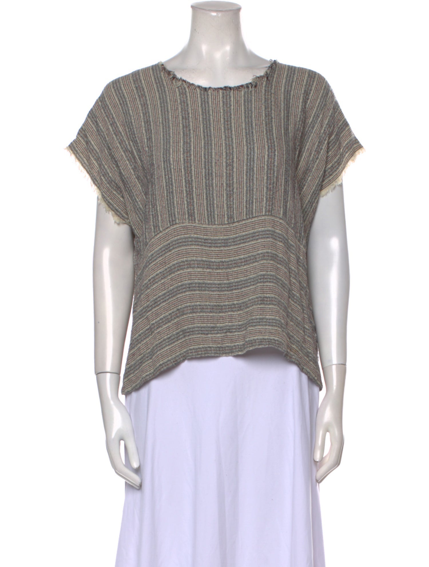 Raquel Allegra Striped Scoop Neck Top