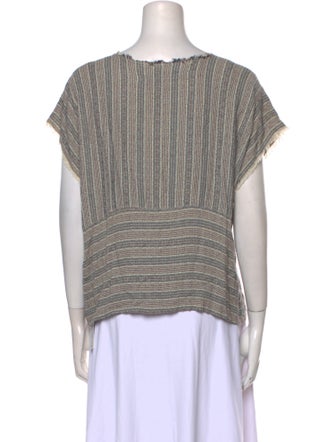 Raquel Allegra Striped Scoop Neck Top