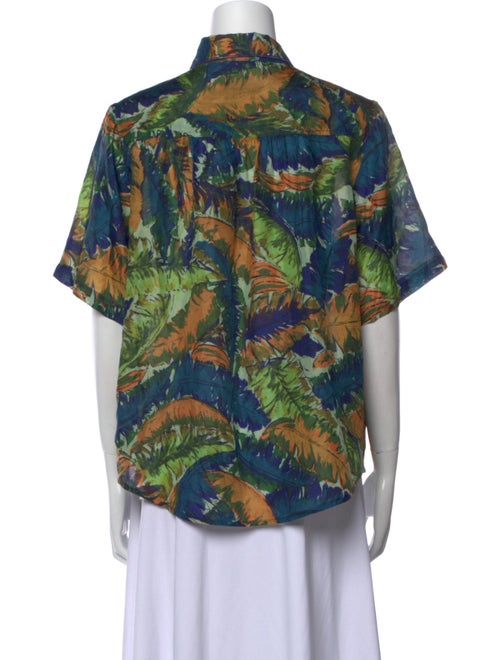 Raquel Allegra Silk Printed Button-Up Top