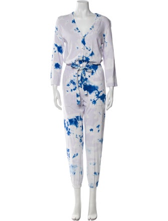 Raquel Allegra Tie-Dye Print V-Neck Jumpsuit