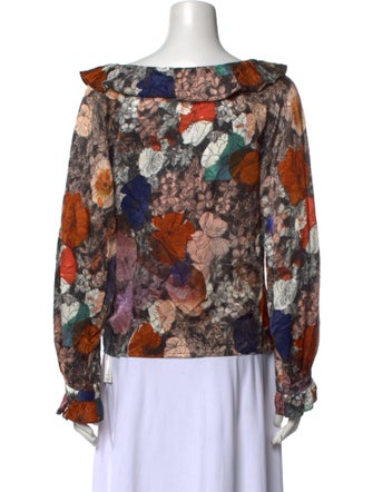 Raquel Allegra Floral Print V-Neck Blouse