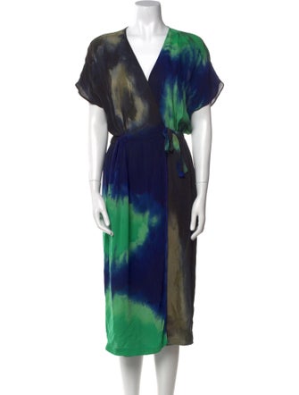 Raquel Allegra Tie-Dye Print Midi Length Dress