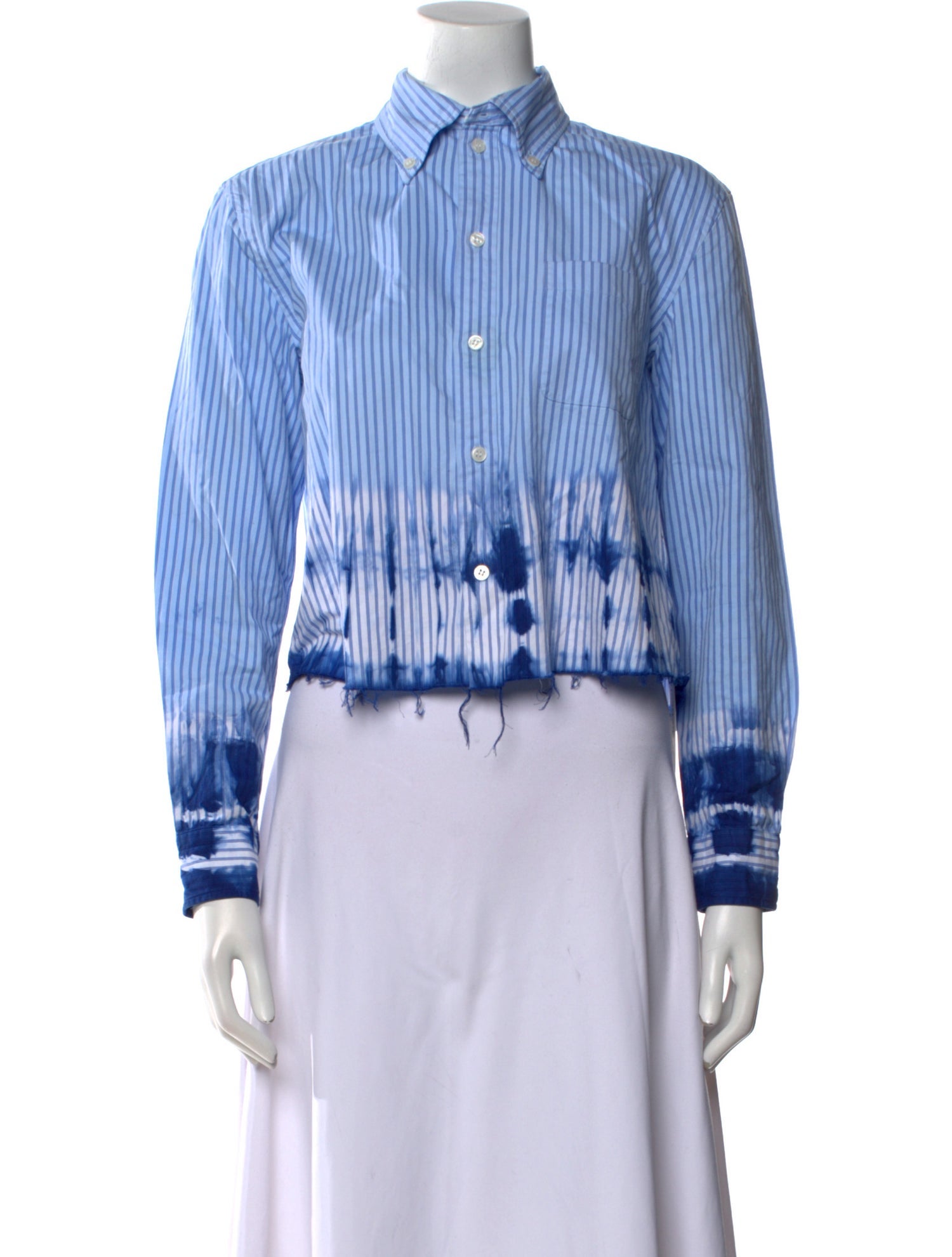 Raquel Allegra Striped Long Sleeve Button-Up Top