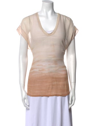 Raquel Allegra Tie-Dye Print V-Neck T-Shirt