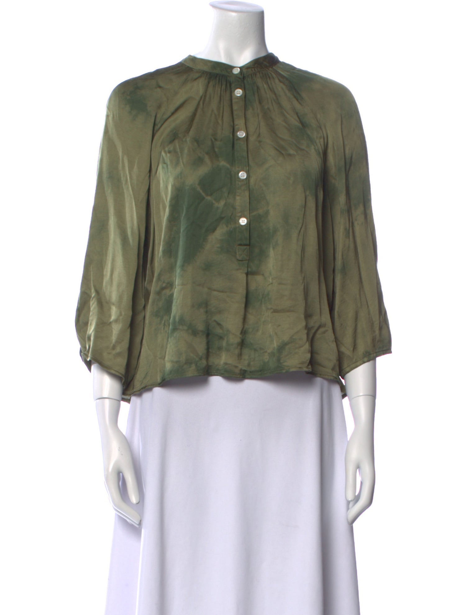 Raquel Allegra Printed Mock Neck Blouse