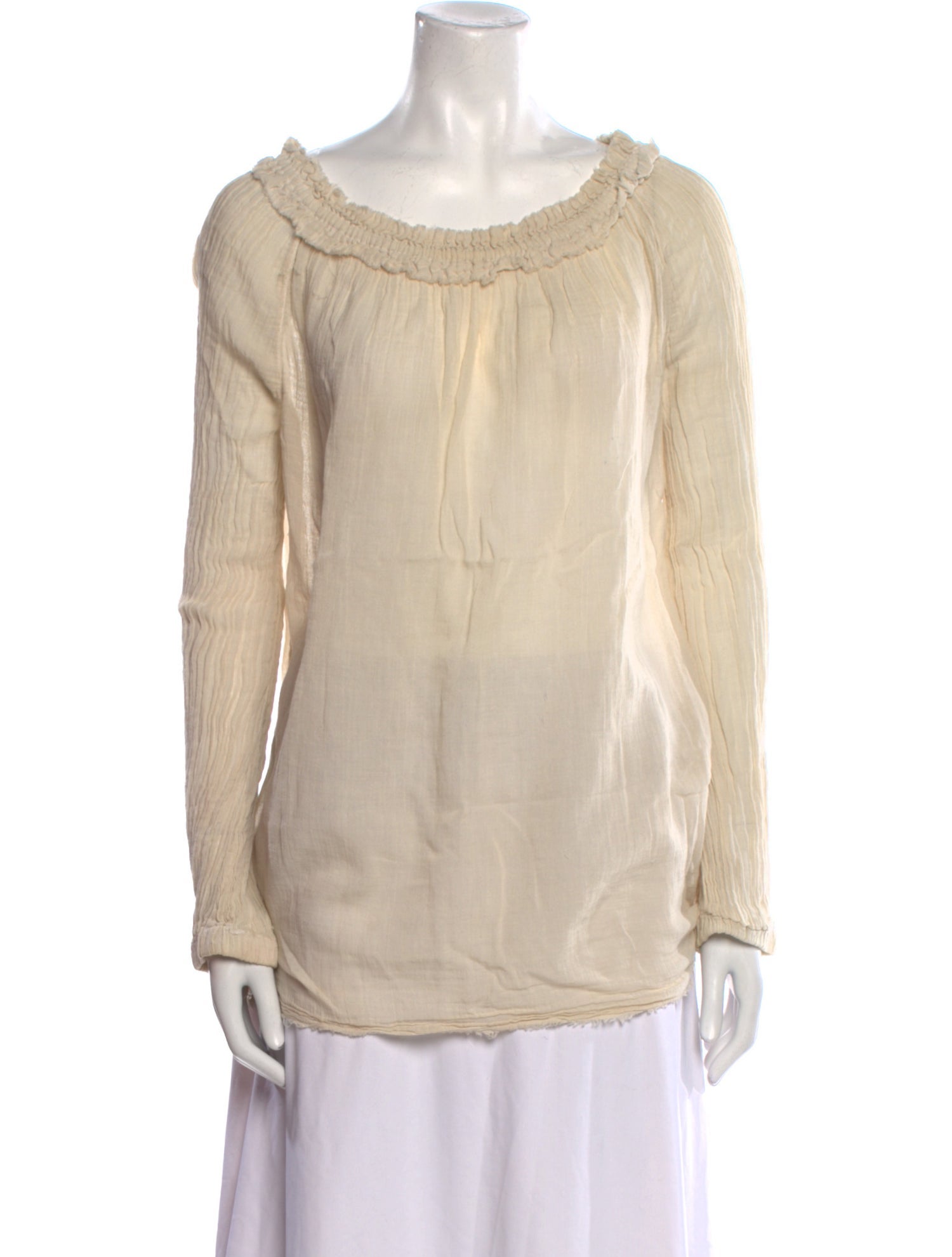 Raquel Allegra Scoop Neck Long Sleeve Blouse