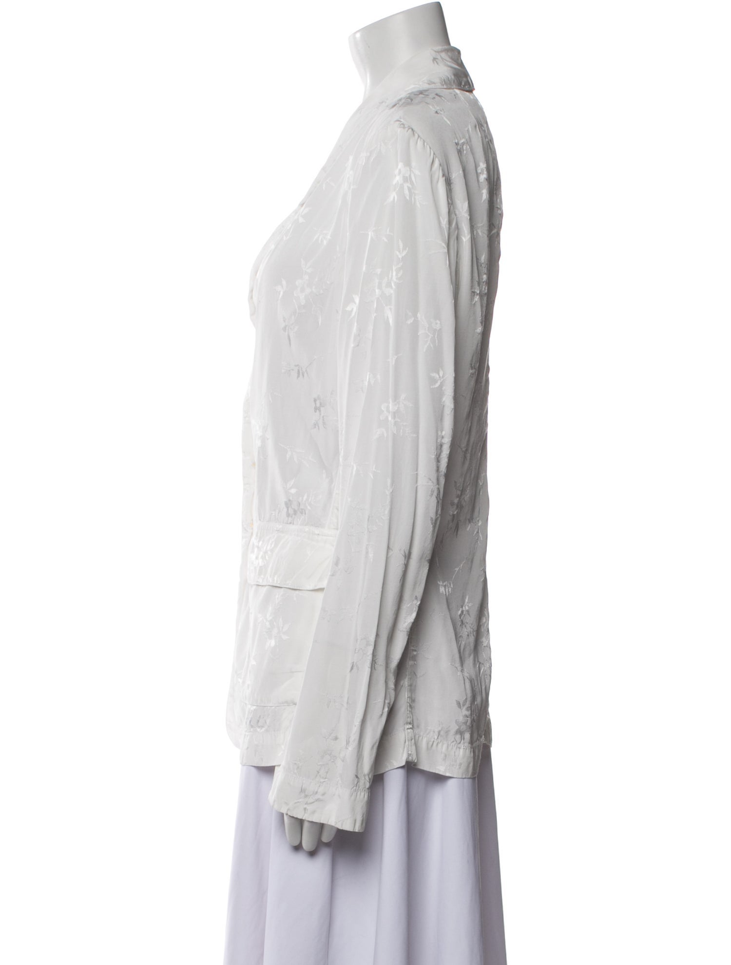 Raquel Allegra V-Neck Long Sleeve Button-Up Top