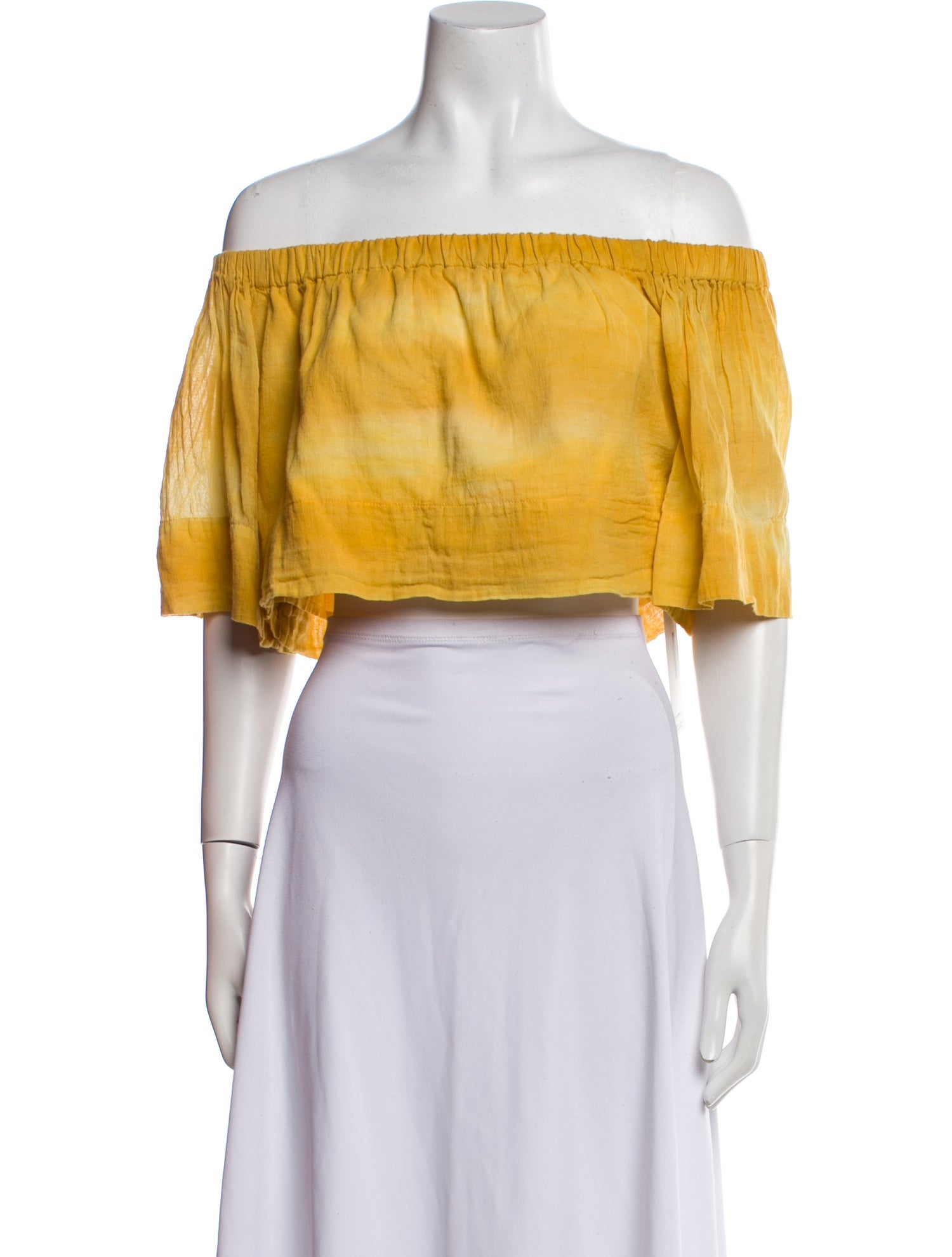 Raquel Allegra Tie-Dye Print Off-The-Shoulder Crop Top