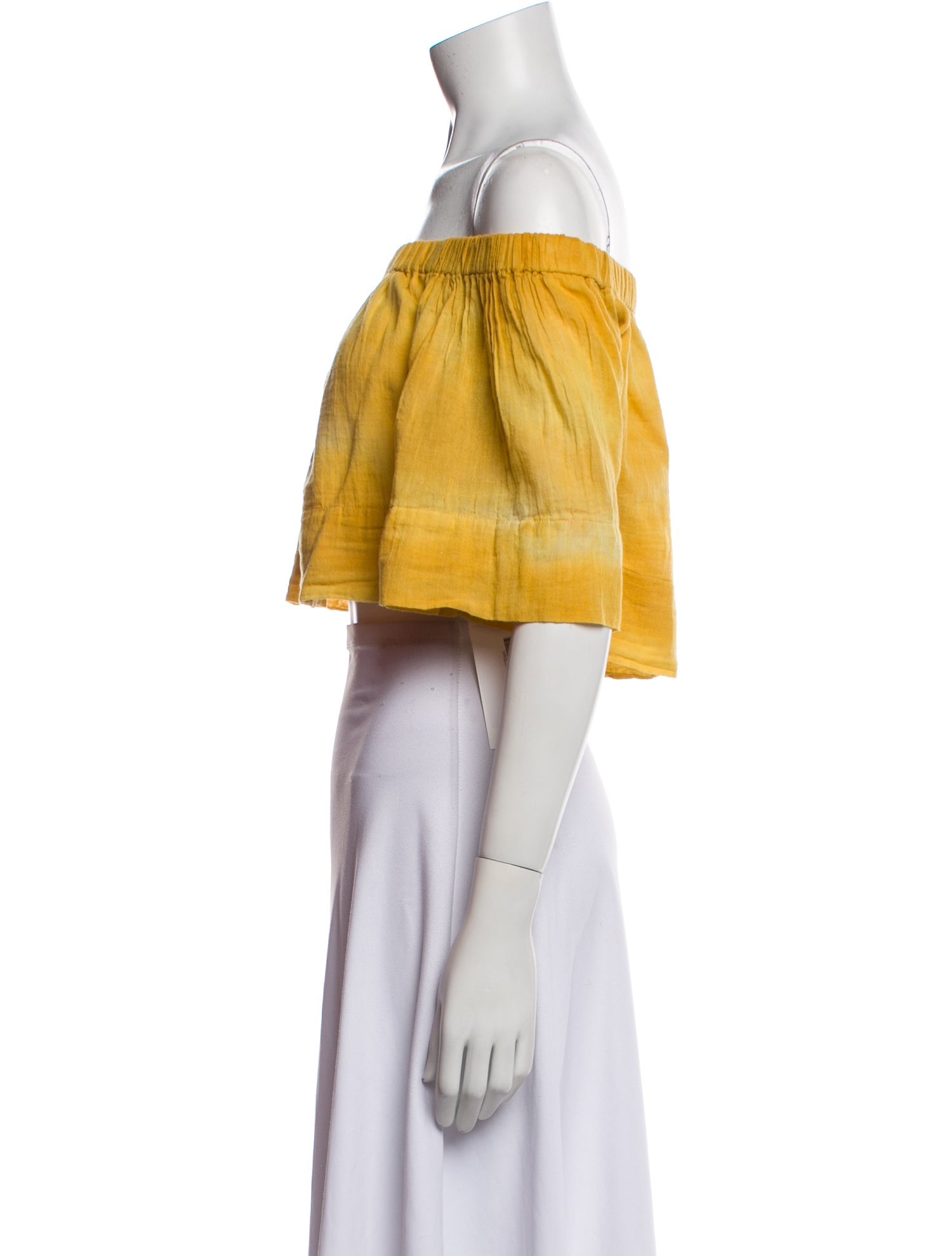 Raquel Allegra Tie-Dye Print Off-The-Shoulder Crop Top