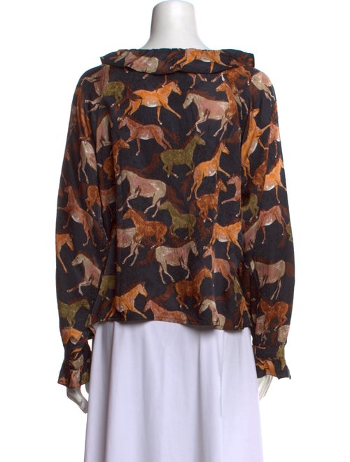Raquel Allegra Printed V-Neck Blouse