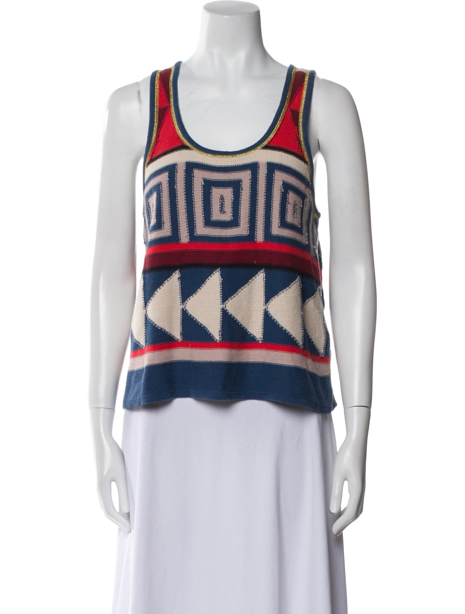 Raquel Allegra Printed Scoop Neck Top