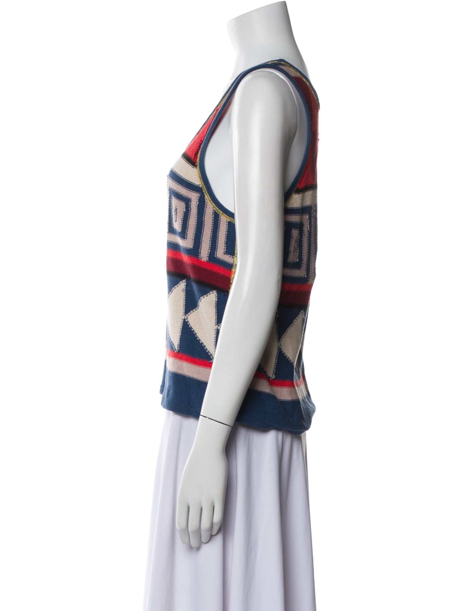 Raquel Allegra Printed Scoop Neck Top