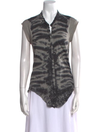 Raquel Allegra Tie-Dye Print V-Neck Top