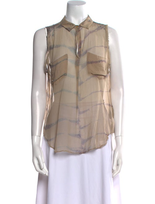 Raquel Allegra Silk Printed Button-Up Top
