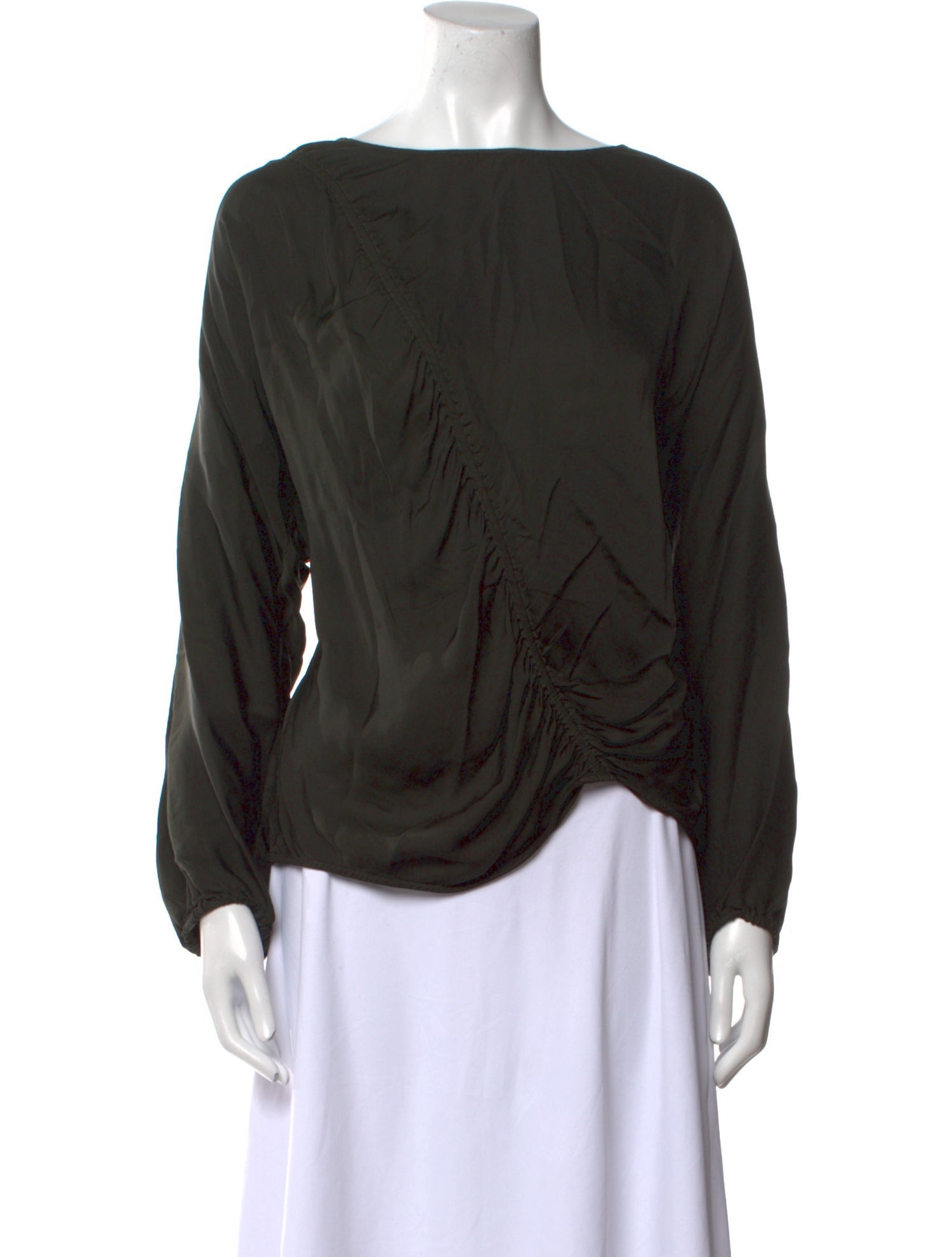 Raquel Allegra Bateau Neckline Long Sleeve Blouse