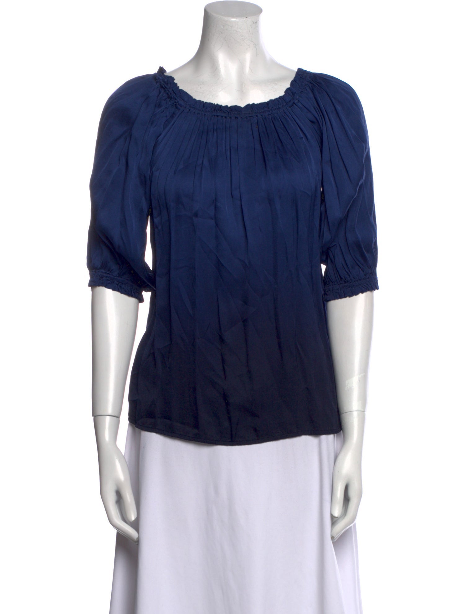 Raquel Allegra Scoop Neck Three-Quarter Sleeve Blouse