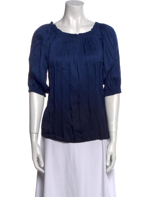 Raquel Allegra Scoop Neck Three-Quarter Sleeve Blouse