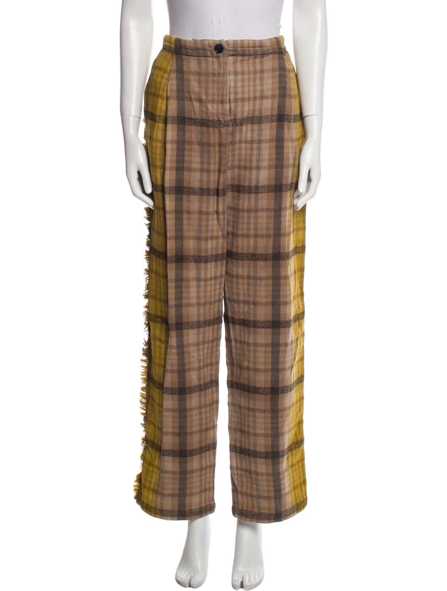 Raquel Allegra Plaid Print Wide Leg Pants