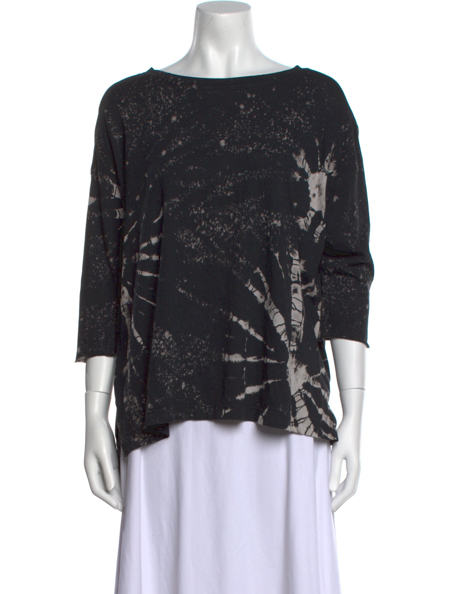 Raquel Allegra Tie-Dye Print Bateau Neckline Blouse