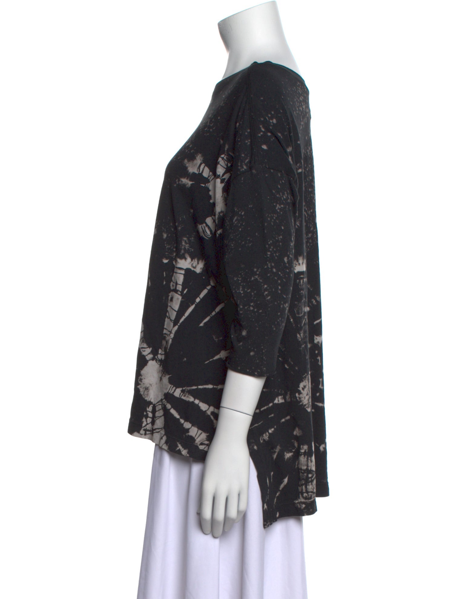 Raquel Allegra Tie-Dye Print Bateau Neckline Blouse