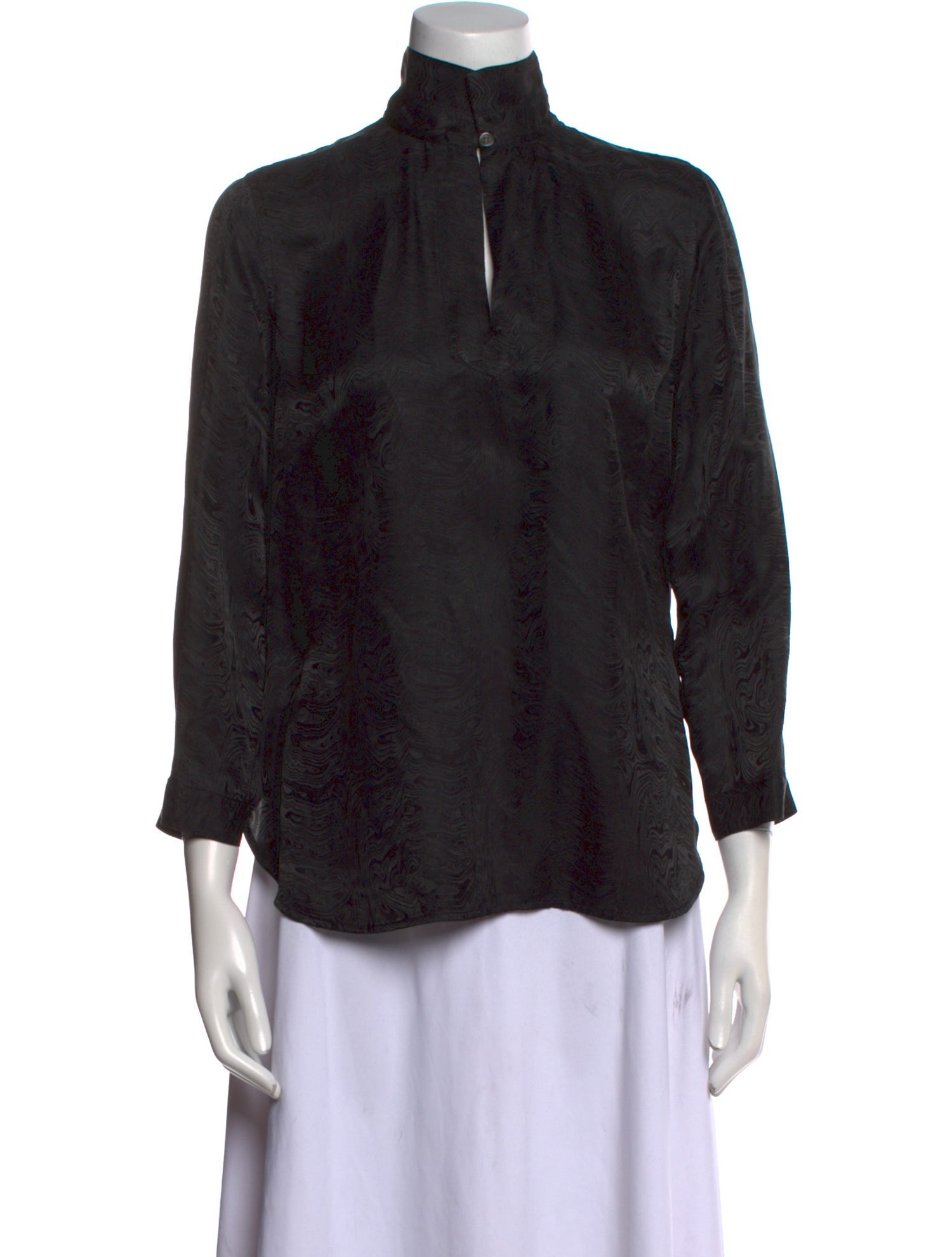Raquel Allegra Silk Mock Neck Blouse