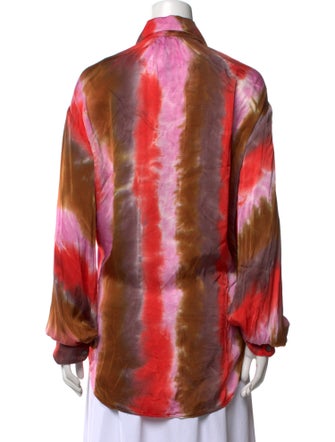 Raquel Allegra Tie-Dye Print Long Sleeve Button-Up Top