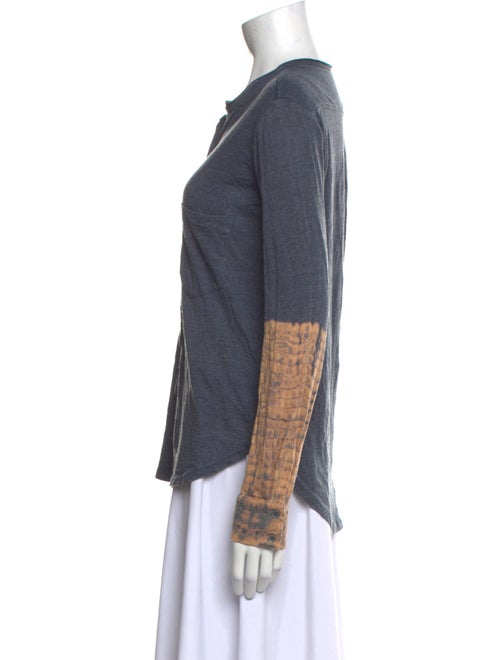 Raquel Allegra Animal Print V-Neck Button-Up Top