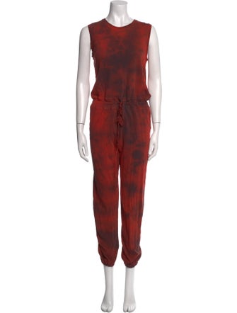Raquel Allegra Printed Crew Neck Jumpsuit