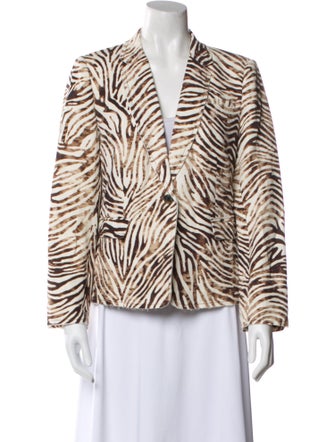 Raquel Allegra Linen Animal Print Blazer
