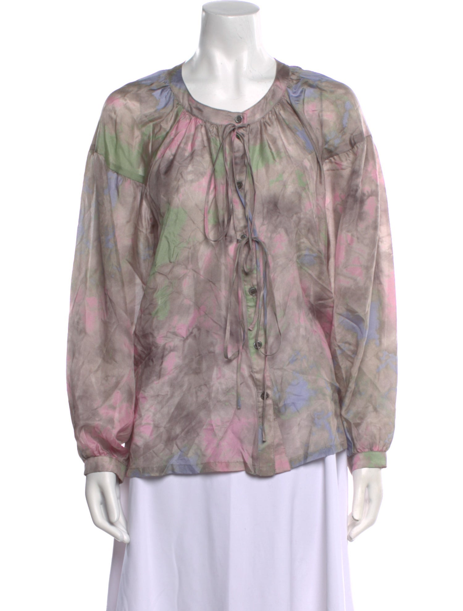 Raquel Allegra Silk Tie-Dye Print Blouse w/ Tags