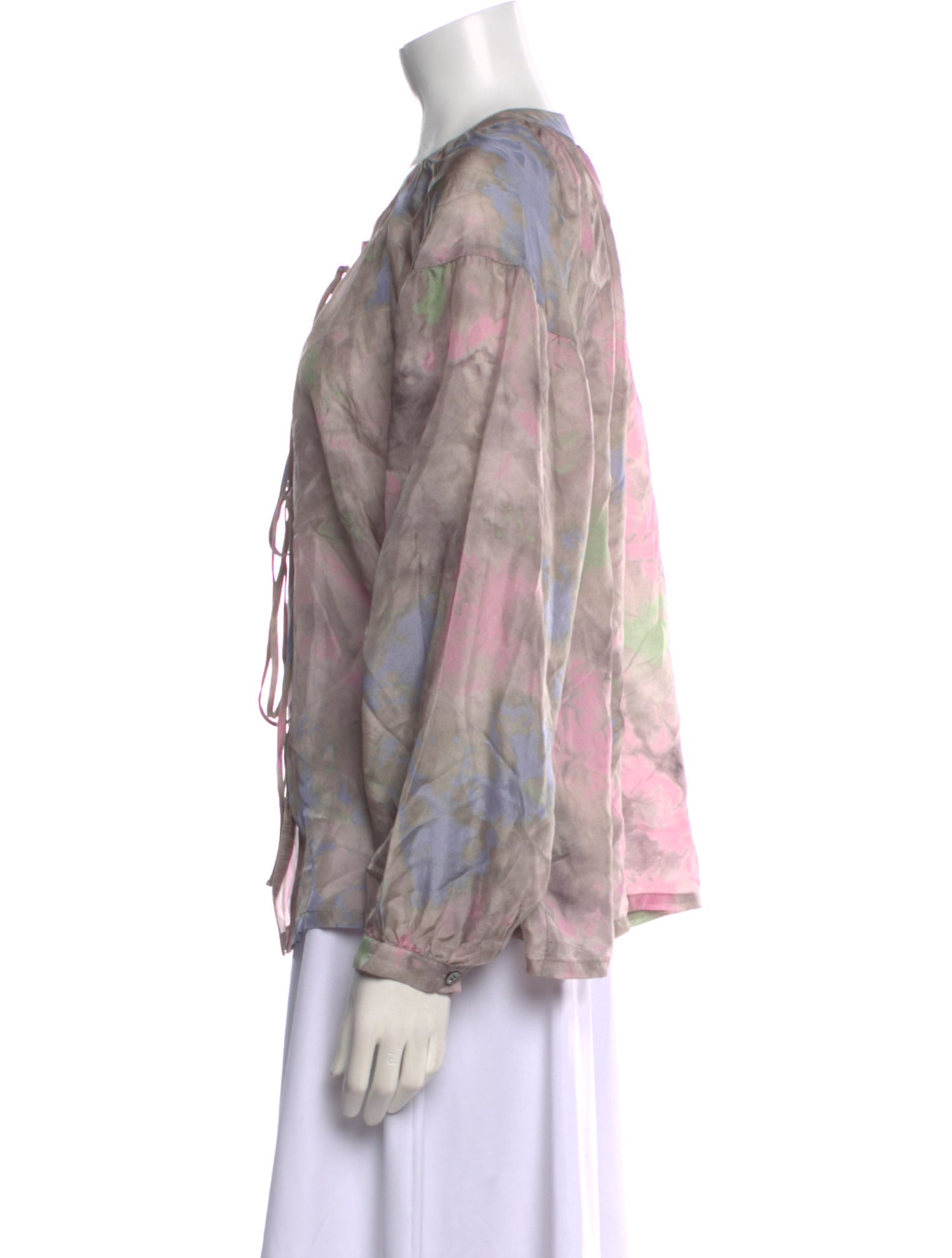 Raquel Allegra Silk Tie-Dye Print Blouse w/ Tags