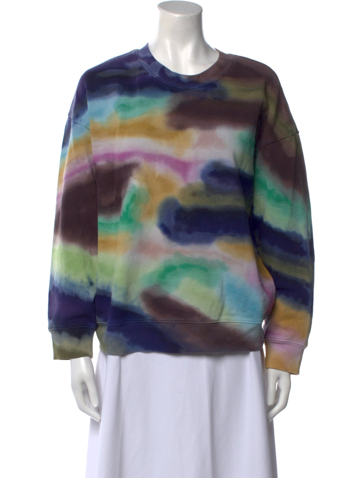 Raquel Allegra Tie-Dye Print Crew Neck Sweatshirt