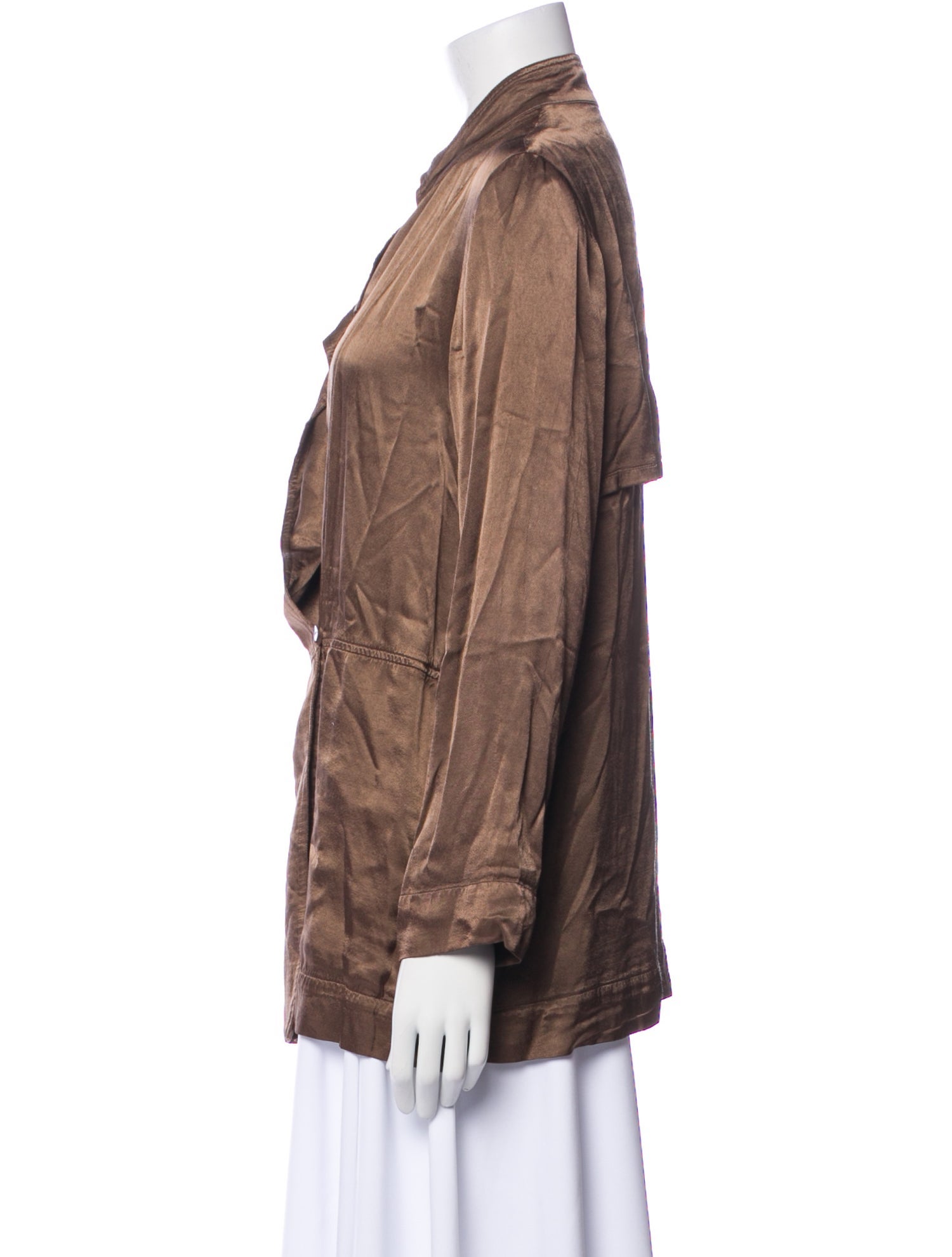 Raquel Allegra V-Neck Long Sleeve Button-Up Top