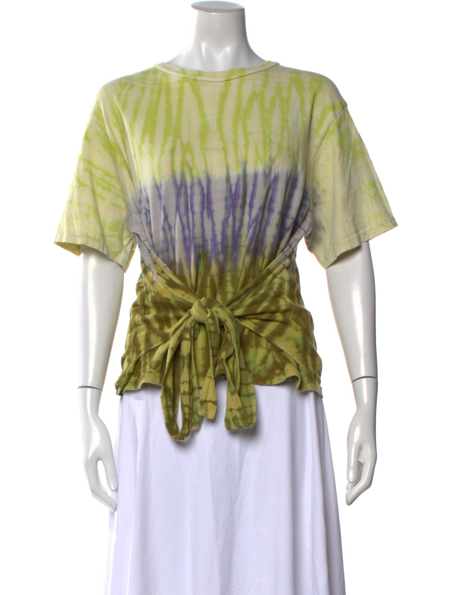 Raquel Allegra Tie-Dye Print Bateau Neckline Blouse