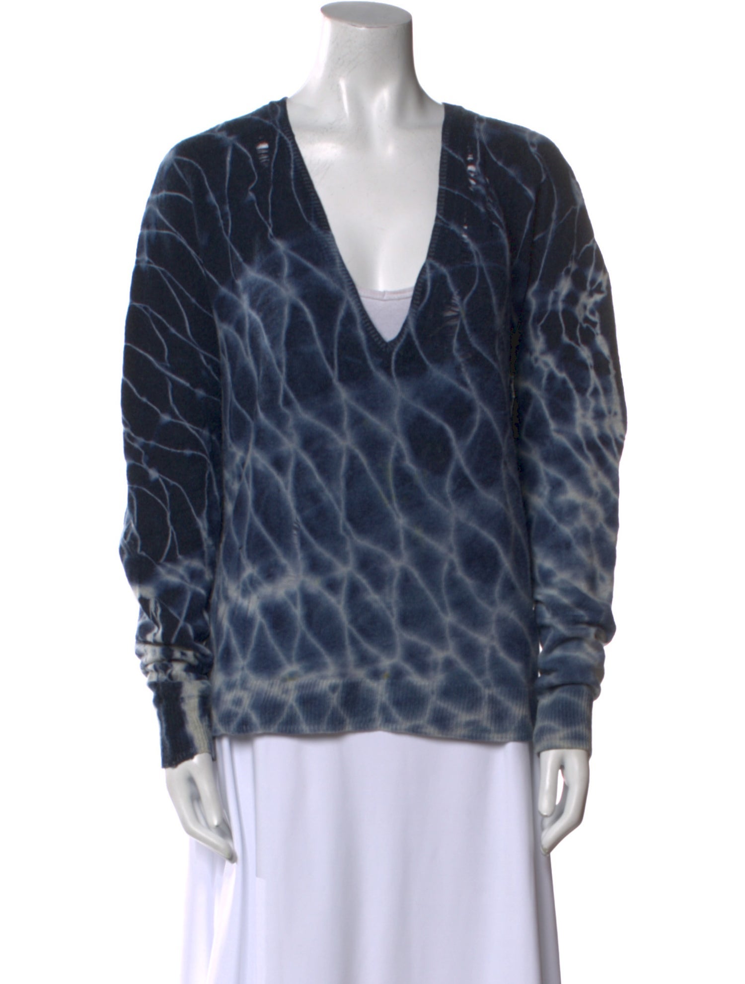 Raquel Allegra Tie-Dye Print V-Neck Sweater