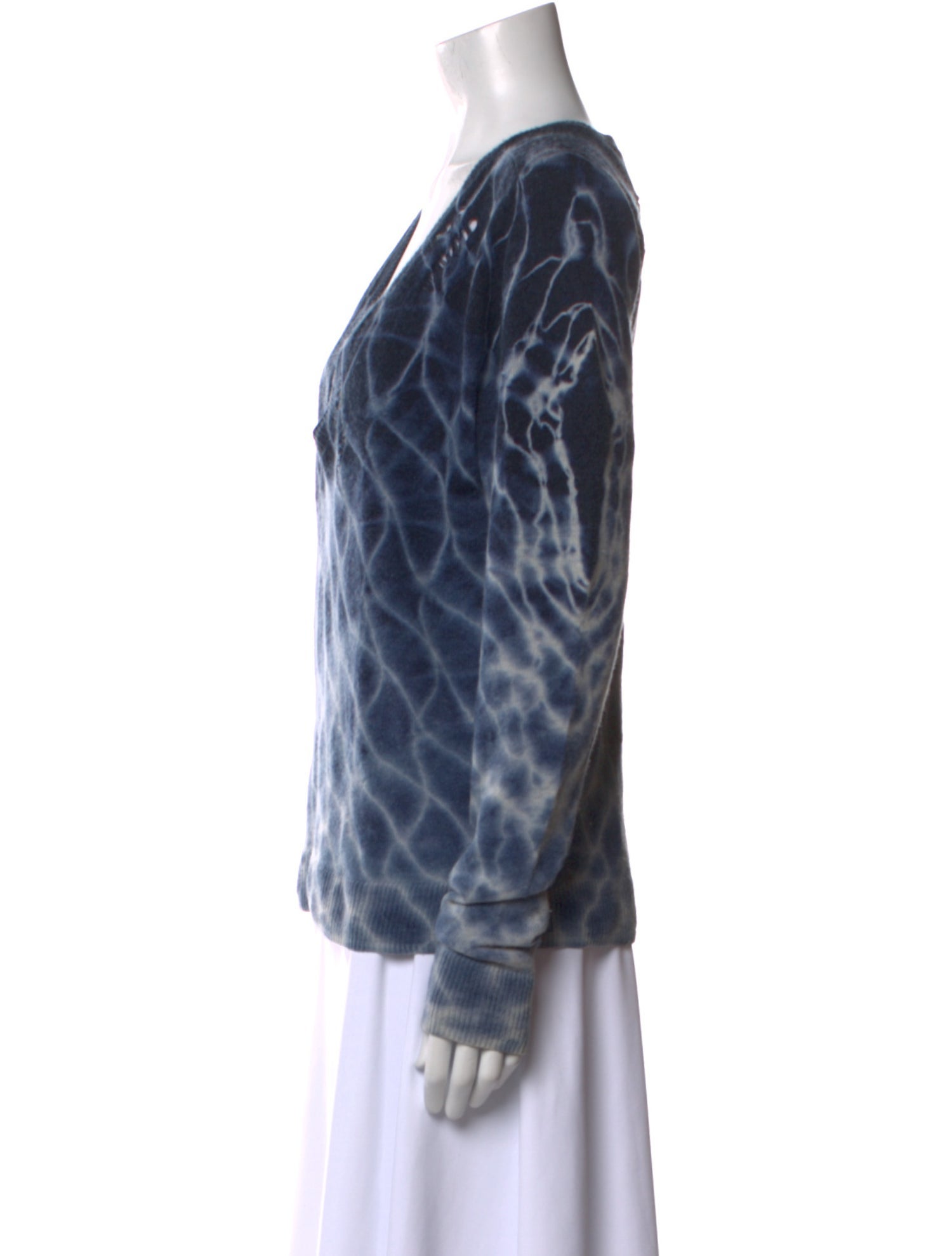 Raquel Allegra Tie-Dye Print V-Neck Sweater