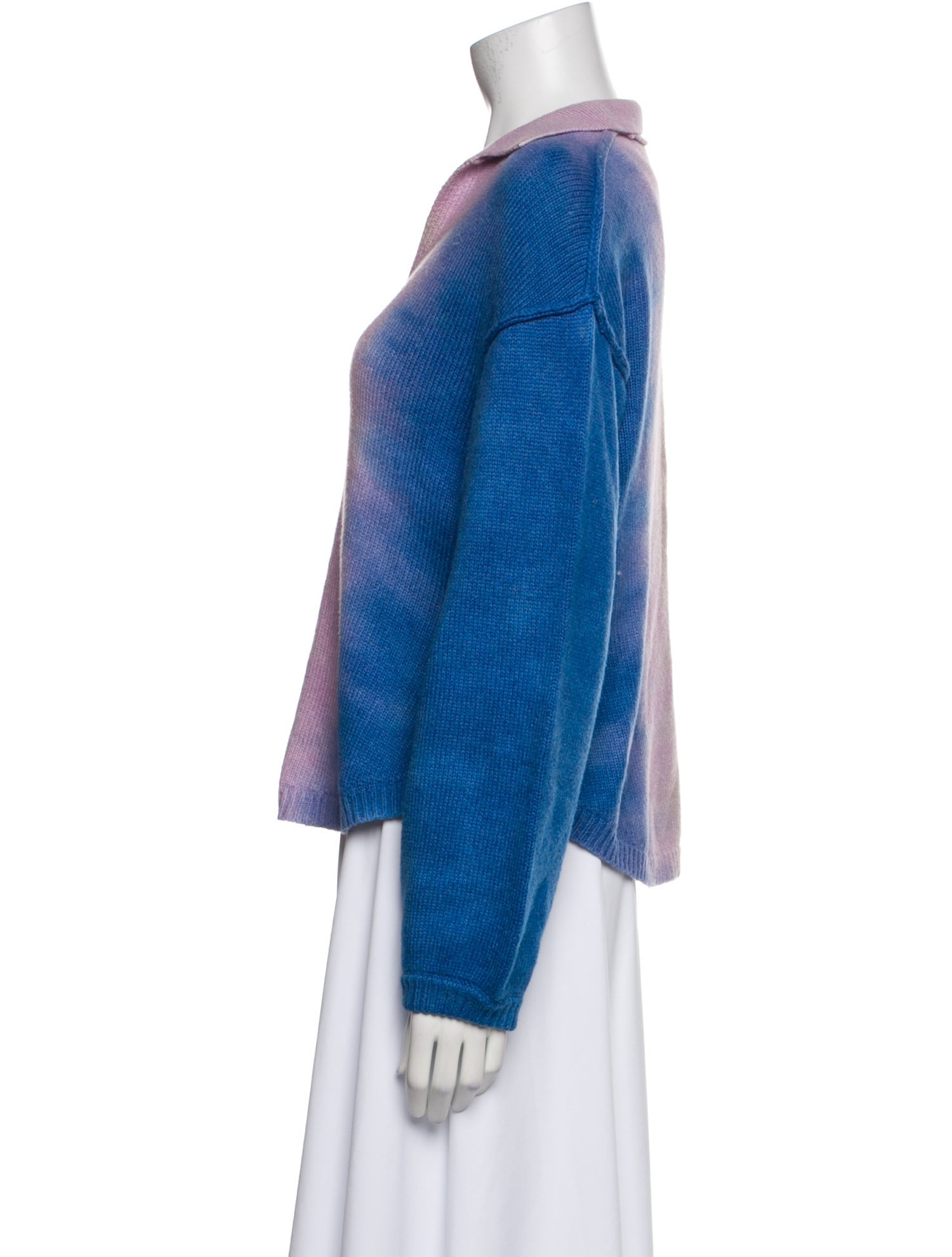 Raquel Allegra Tie-Dye Print V-Neck Sweater