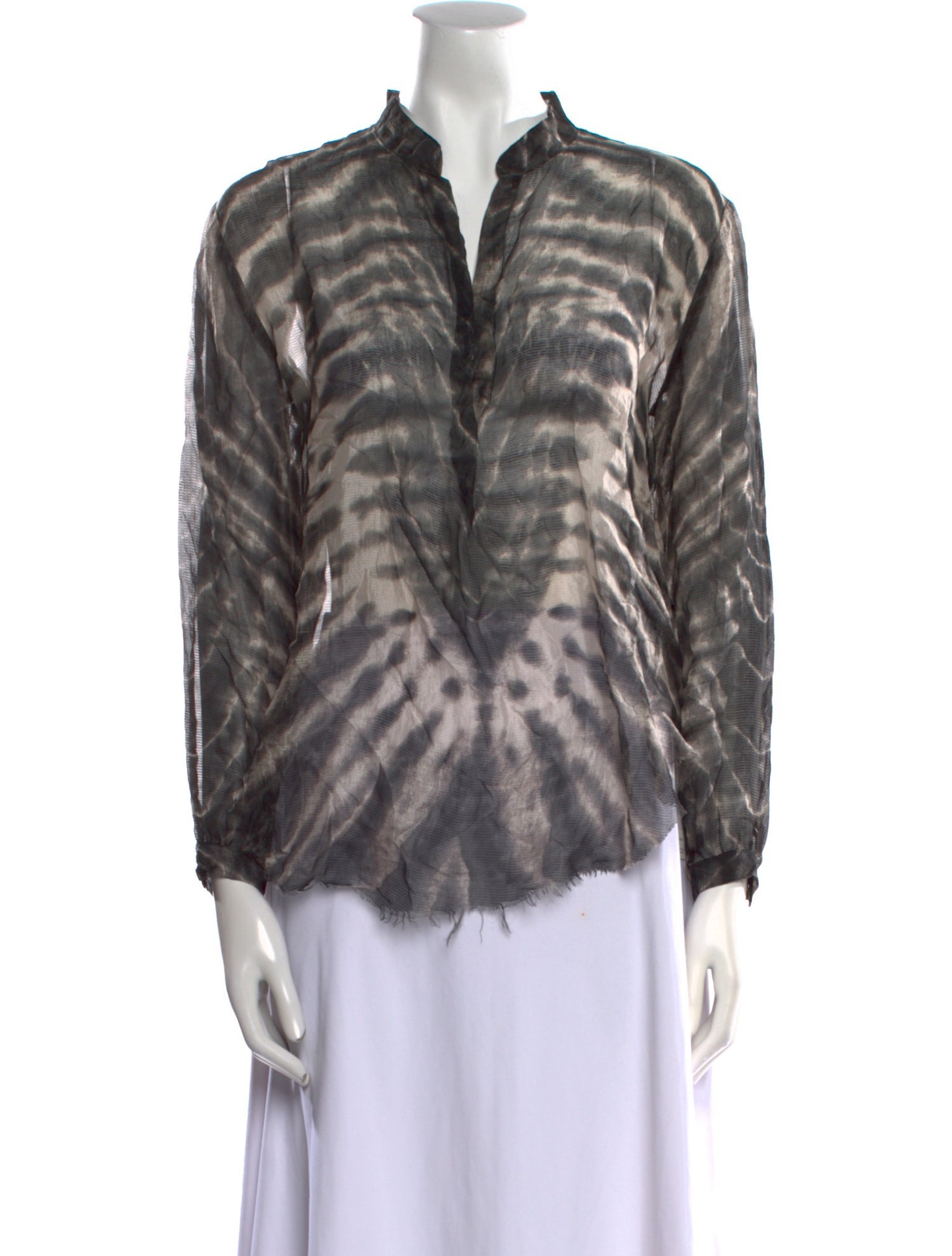Raquel Allegra Silk Tie-Dye Print Blouse