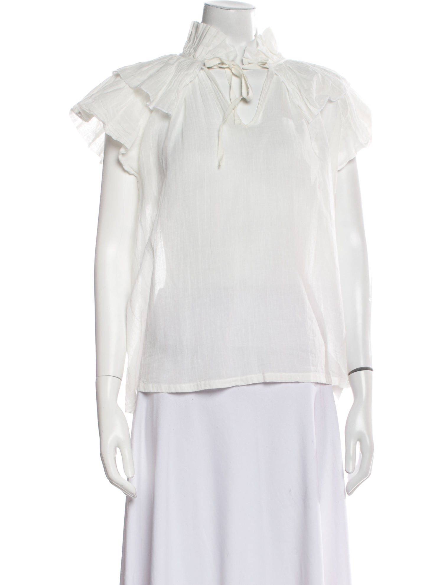 Raquel Allegra Tie Neck Short Sleeve Blouse