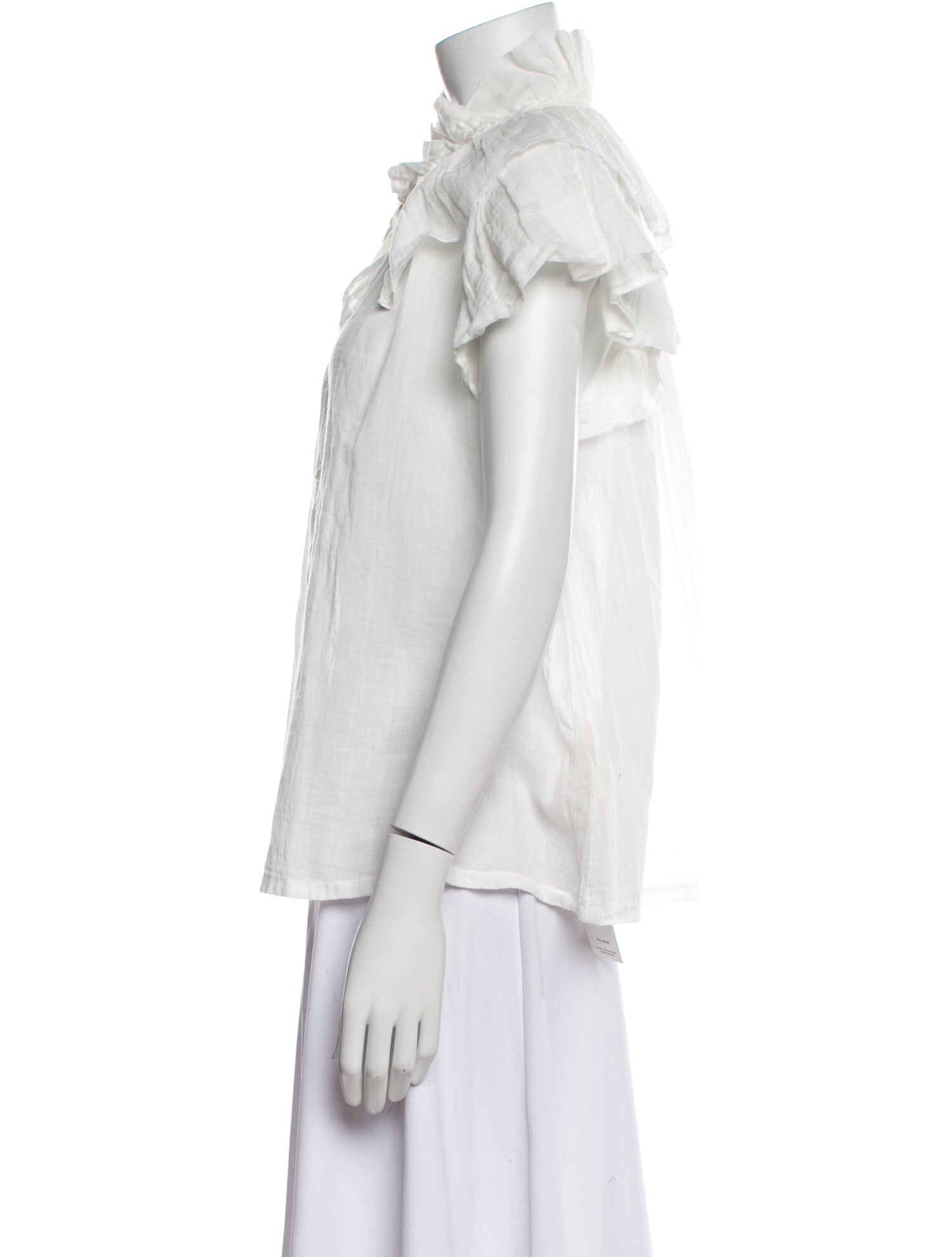 Raquel Allegra Tie Neck Short Sleeve Blouse