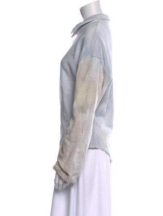 Raquel Allegra Tie-Dye Print Long Sleeve Button-Up Top