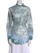 Raquel Allegra Silk Tie-Dye Print Button-Up Top