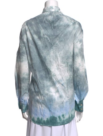 Raquel Allegra Silk Tie-Dye Print Button-Up Top