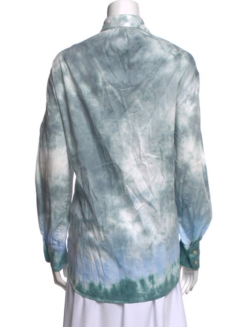 Raquel Allegra Silk Tie-Dye Print Button-Up Top